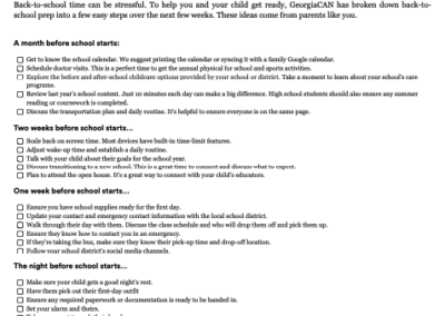 Back to School Parent Checklist
